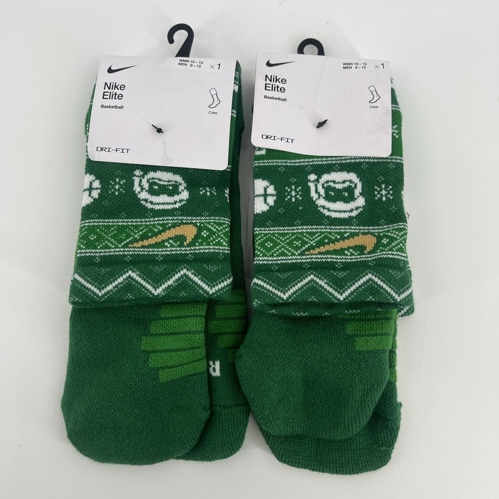 Nike Elite Dri-Fit Holiday Christmas Crew Socks 2 Pairs Women's 10-13 Men's 8-12
